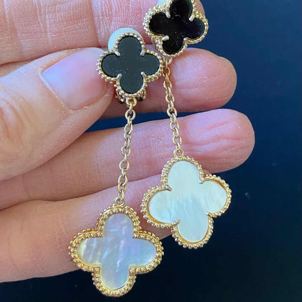 Faux Designer Clover Clip On Earrings